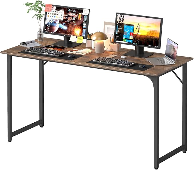 PayLessHere | 55 Inch Computer Desk | Vintage | Office Desk with Metal Frame, Adjustable Feet | Water-Resistant, Scratchproof Surface | Sturdy Writing Table for Home Office or Study | Pack of 1 by PayLessHere
