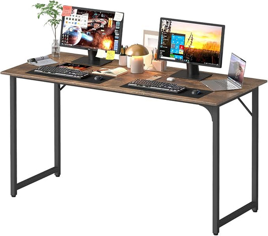 PayLessHere | 55 Inch Computer Desk | Vintage | Office Desk with Metal Frame, Adjustable Feet | Water-Resistant, Scratchproof Surface | Sturdy Writing Table for Home Office or Study | Pack of 1 by PayLessHere