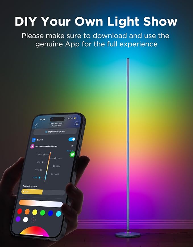 Govee RGBIC Floor Lamp Basic, 1000lm LED Corner Lamp | Works with Alexa, Smart Modern Floor Lamp with Music Sync and Color Changing Standing Lamp for Bedroom Living Room Blue - Image 7