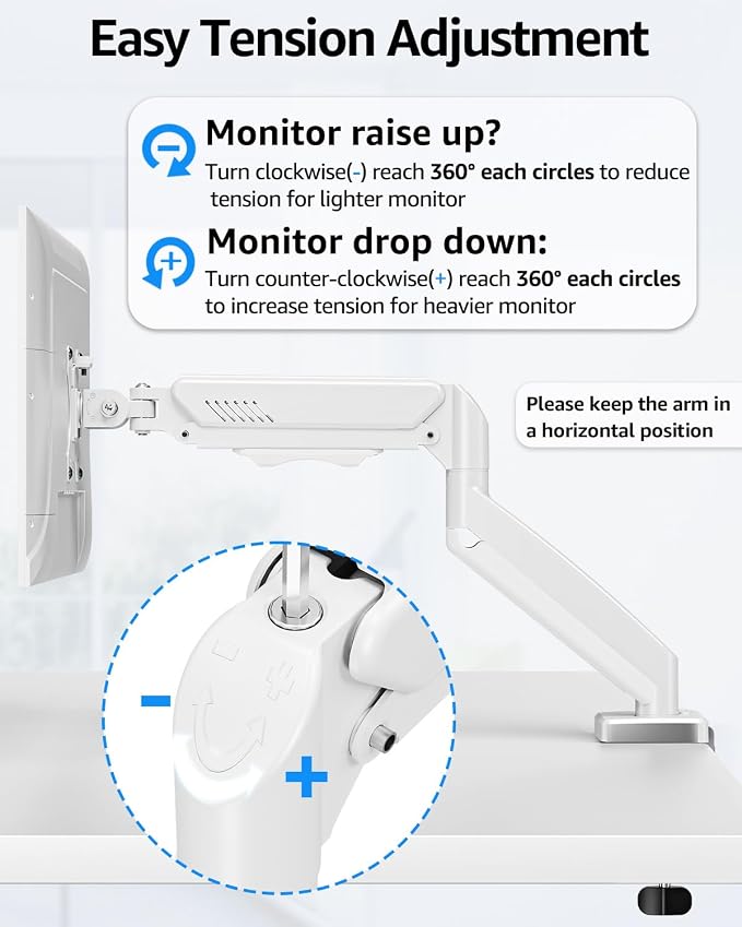 Dual Monitor Stand fits up to 32 inch, 4.4-19.8 lbs Computer Screens, Dual Monitor Desk Mount Height Adjustable, Monitor Arms for 2 Monitors, Home Office VESA Mounts, Freelift White - Image 6