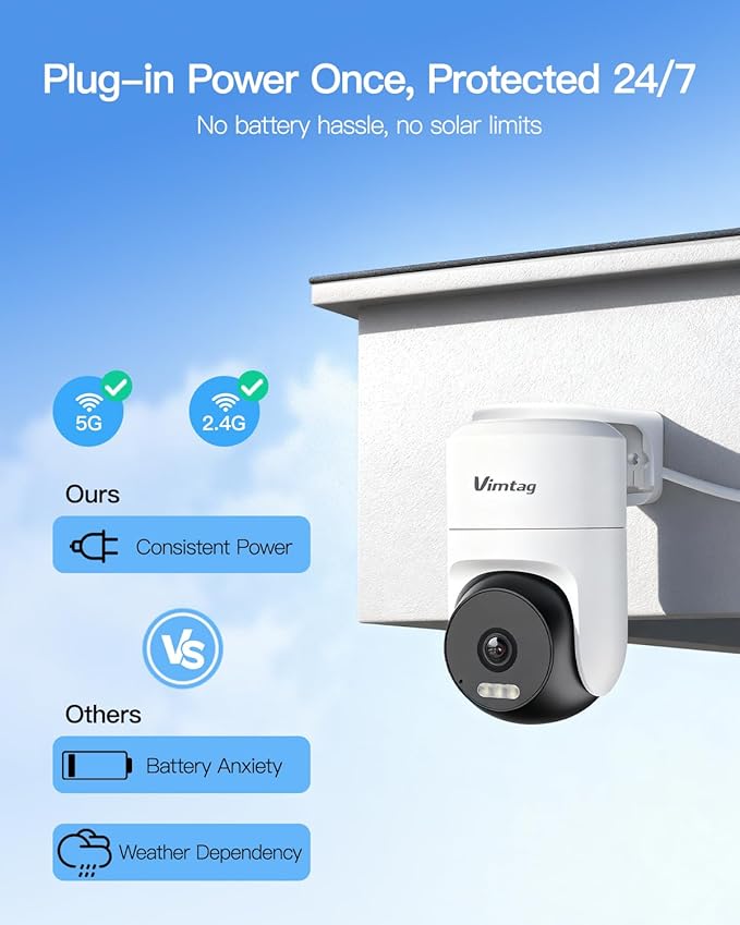 VIMTAG 2.5K 4MP Outdoor Security Camera, Pan/Tilt WiFi Home CCTV Camera, 360° View & Motion Tracking, Color Night Vision, 2-Way Audio, AI Detection Alarm, IP66, Cloud & SD Card Storage, Works w/Alexa - Image 4