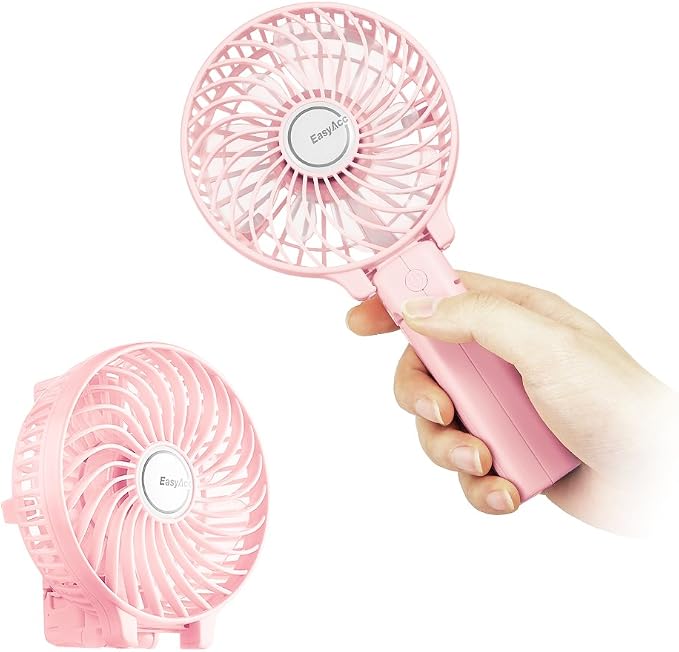 EasyAcc Mini Handheld Fan, Personal Cooling Fan Folding USB Desk Fan Small Portable Table Fan for Travel Camping Outdoors Office Home - Pink… by EasyAcc