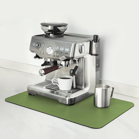Mimore Coffee Mat - 16x24 Inch Green Bar Mat for Countertop - Absorbent, Hides Stains, Rubber Backed - Dish Drying Mat Fits Under Coffee Maker, Espresso Machine by Mimore