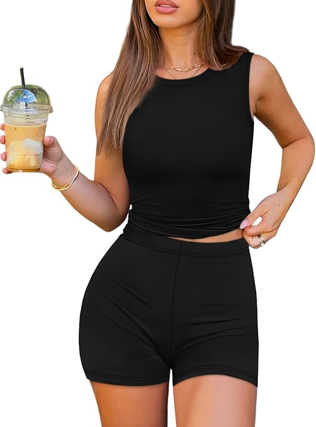 Sampeel Womens Two Piece Lounge Sets Casual Summer Spring Outfits 2 Piece Short Matching Clothing Set Athletic Active Wear - Image 2