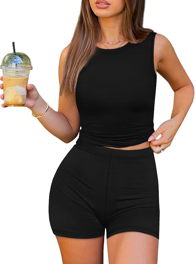 Sampeel Womens Two Piece Lounge Sets Casual Summer Spring Outfits 2 Piece Short Matching Clothing Set Athletic Active Wear - Image 2