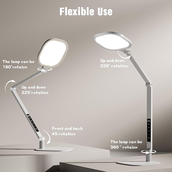 LitONES Eye-Care Desk Light for Video Calls Home Office-White | 15W LED Desk Lamp with CRI 97.8 Memory & Timer Function, 1200LM Dimmable Computer Light for Conference, Reading, Study - Image 3