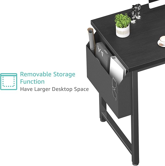 Lufeiya 39 inch Computer Desk with Power Outlet, 40 inch Teen Study Table Home Office Work Writing Desks with Charging Station Outlets Built in, Black - Image 7