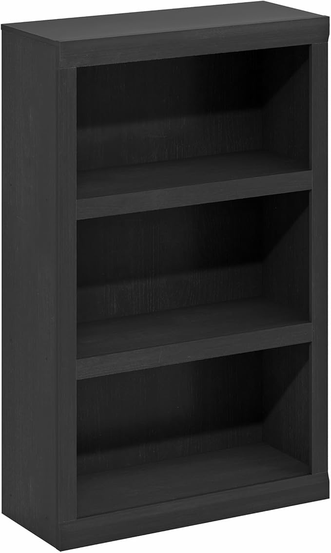 Furinno Rail Book Shelf, 3-Tier Bookshelf with Open Shelf, Bookcase with Classic Style Edges, 10 x 24.6 x 39, for Organization and Storage, for Living Room, Bedroom, Home Office, Blackwood - Image 6