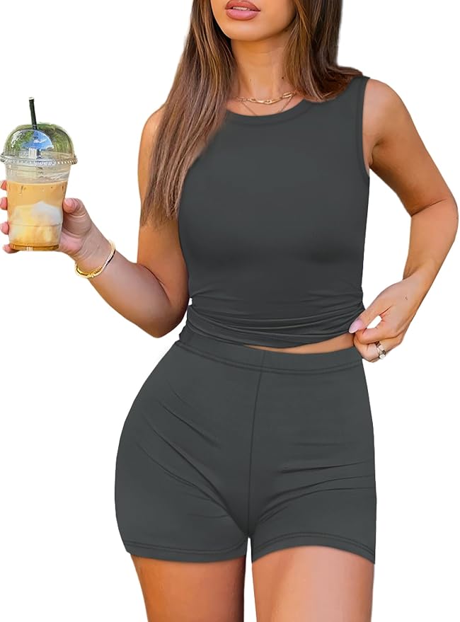 Sampeel Womens Two Piece Lounge Sets Casual Summer Spring Outfits 2 Piece Short Matching Clothing Set Athletic Active Wear - Image 2
