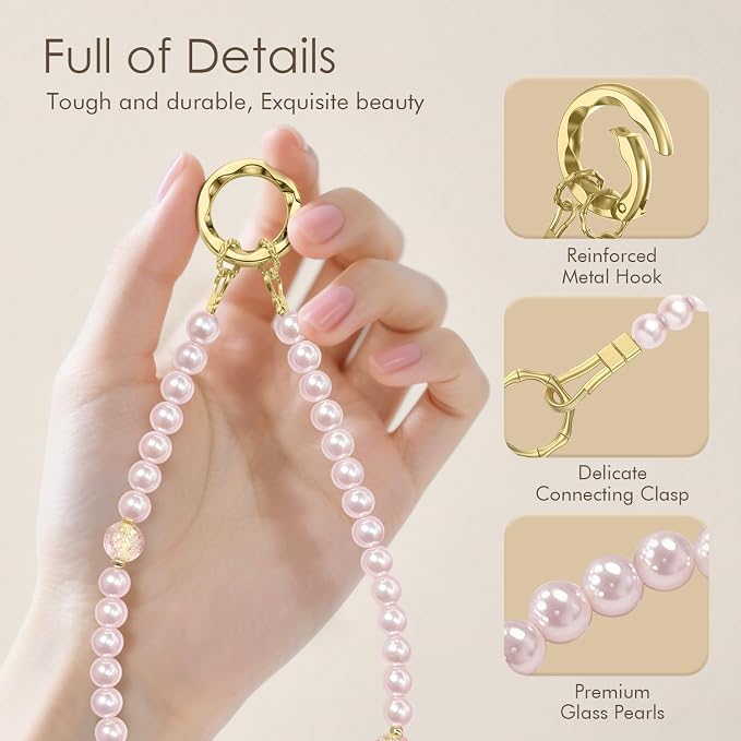 SURPHY Phone Charm, Handmade Beaded Phone Wrist Strap with Tether Tab | Phone Charm Strap, Phone Chain with Premium Metal Buckle, Wrist Strap Fits Cellphone Cases, Wallets, Bags, Keys - Image 4