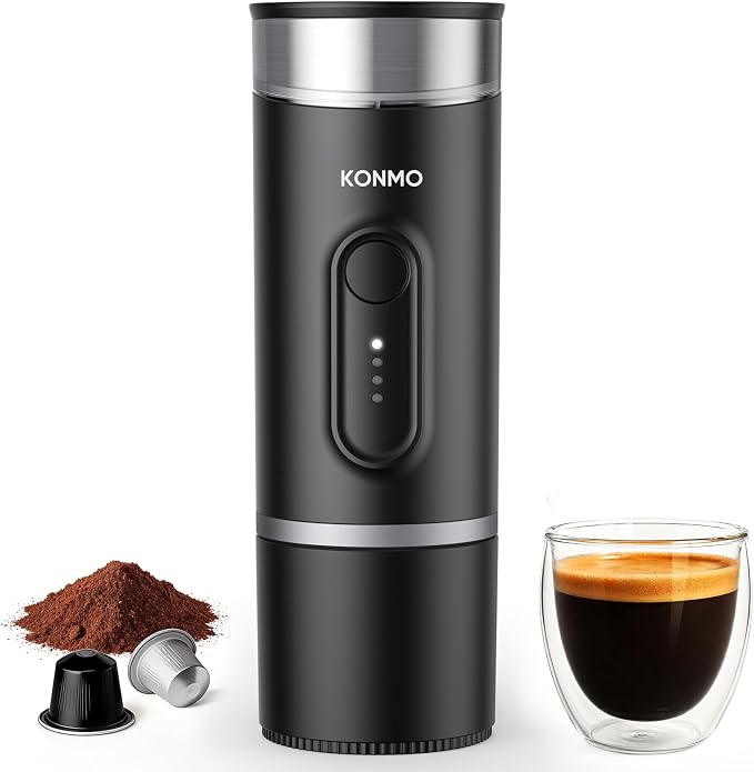 Portable Espresso Machine for Travel, Self-Heating Coffee Maker Works with Capsules & Ground Coffee, Type-C Rechargeable for Outdoor Camping Car RV Business Trips by EverydayElectronics