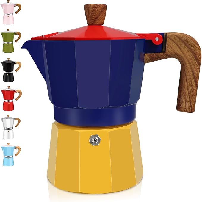 3 Cup Aluminum Espresso Stovetop Moka Pot Express Coffee Maker Percolator Italian Classic Mocha Coffee Machine for Italian and Cuban Cafe Brewing for Home & Camping 150ml 5oz by Theperfectcombinationofcoffeehomeandhealthylivingmakingeverydayadayofrituals