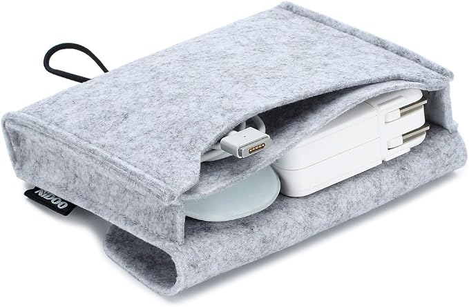 NIDOO Portable Felt Storage Bag, Electronics Accessories Protective Case Pouch for MacBook Power Adapter, Mouse, Cellphone, Cables, SSD, HDD, Power Bank, Portable External Hard Drive, Gray by NIDOO