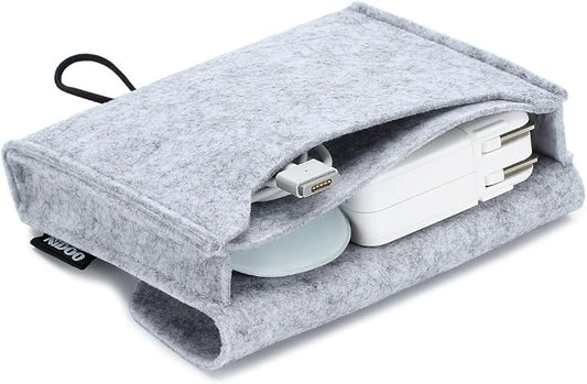 NIDOO Portable Felt Storage Bag, Electronics Accessories Protective Case Pouch for MacBook Power Adapter, Mouse, Cellphone, Cables, SSD, HDD, Power Bank, Portable External Hard Drive, Gray by NIDOO