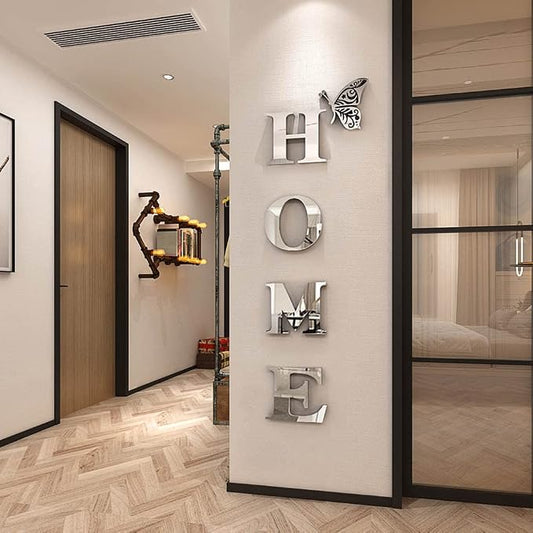Home Wall Decor Letter Signs Acrylic Mirror Wall Stickers Decorations for Living Room Bedroom Home Decor Wall Decals (Silver, 47.2 X 15.3IN) by Doeean