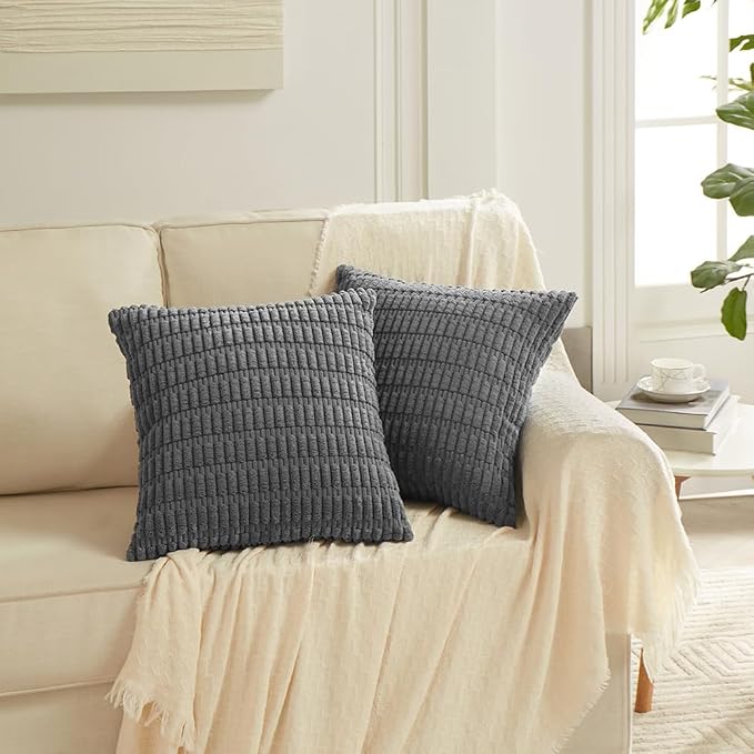 Fancy Homi 4 Packs Decorative Throw Pillow Covers for Living Room Couch Bed, Modern Farmhouse Boho Home Décor Accent Cushion Case, 18" x 18", Dark Gray - Image 6