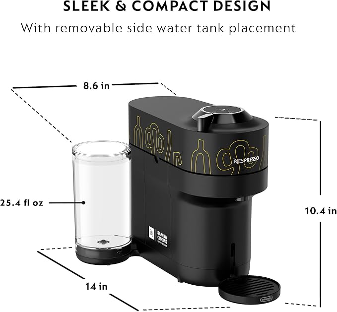 Nespresso Samra Origins Vertuo Pop+ Coffee & Espresso Maker by De'Longhi | Samra Origins by The Weeknd coffee machine in buna yellow, with one-touch, 25 fl. oz. side tank and 30 second heat-up. - Image 4