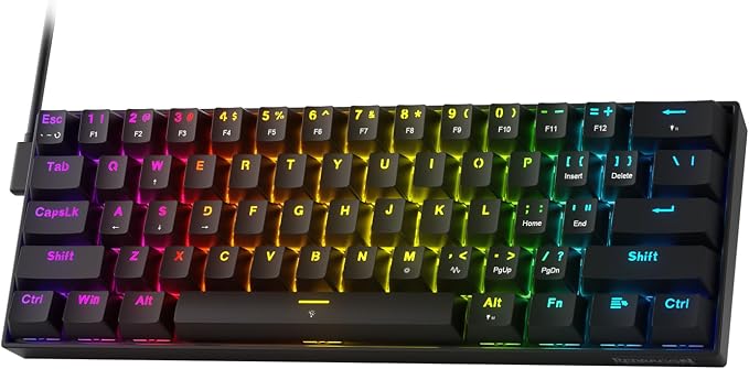 Redragon K617 HE Wired Hall-Effect Rapid Trigger Magnetic Gaming Keyboard | 8K Polling Adjustable Actuation, 61 Keys Design for More Room to Aim, Swap-Ready Socket for Mod, RGB Pro Software Supported by REDRAGON
