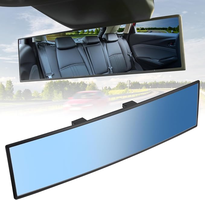 JOYTUTUS Rear View Mirror, Universal 12 Inch Panoramic Convex Rearview Interior Clip-on Wide Angle Mirror to Reduce Blind Spot Effectively for Car SUV Trucks - Blue by JoyTutus