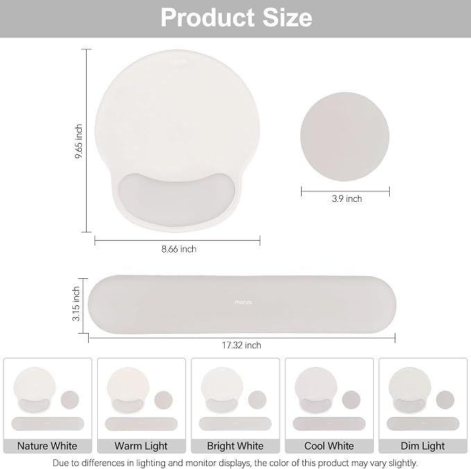 MOSISO Wrist Rest Support for Mouse Pad&Keyboard Set, Stone Gray | Circle Curved Ergonomic Mousepad Non-Slip Base Home/Office Pain Relief&Easy Typing Pad with Soft Cloth&Silicone Lining - Image 7