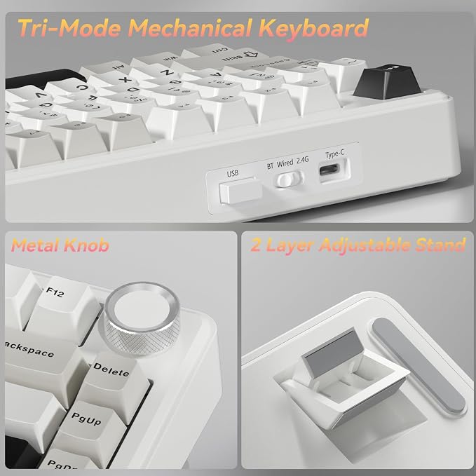 SOLAKAKA A75 75% Wireless Mechanical Keyboard, Hot Swappable Gaming Keyboard with Multifunction Knob & RGB, Gasket Mounted Creamy Keyboard, PBT Keycaps, Compact Layout for Win/Mac/PC - Image 9