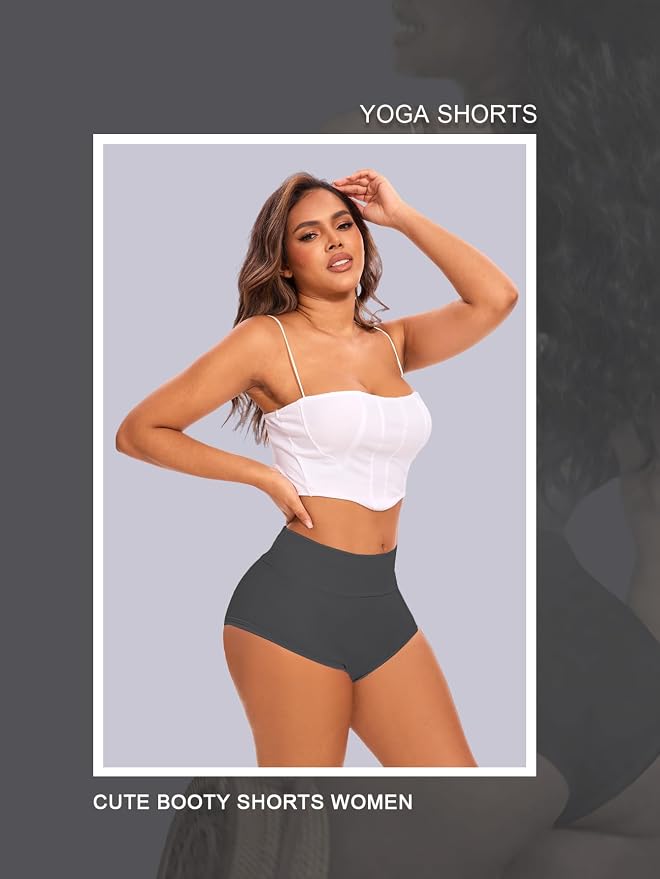 Cut Out Yoga Shorts Booty Butt Lifting Scrunch Shorts High Waisted Workout Gym Active Hot Pants - Image 3