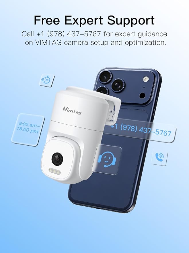 VIMTAG 2.5K 4MP Outdoor Security Camera, Pan/Tilt WiFi Home CCTV Camera, 360° View & Motion Tracking, Color Night Vision, 2-Way Audio, AI Detection Alarm, IP66, Cloud & SD Card Storage, Works w/Alexa - Image 17