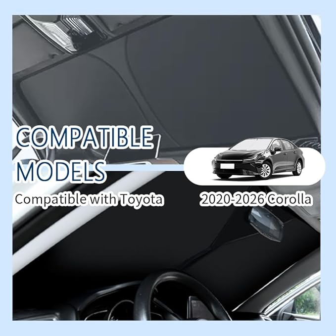 Car Windshield Sun Shade Compatible with Toyota Corolla 2020-2026,Oxford Cloth Sun Shade for Car Windshield with Foldable Design,Windshields Cover Suns Shades for Blocking Heat with Storage Bag - Image 4