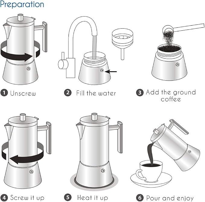 Easyworkz Diego Stovetop Espresso Maker Stainless Steel Italian Coffee Machine Maker 12Cup 17.5 oz Induction Moka Pot - Image 7