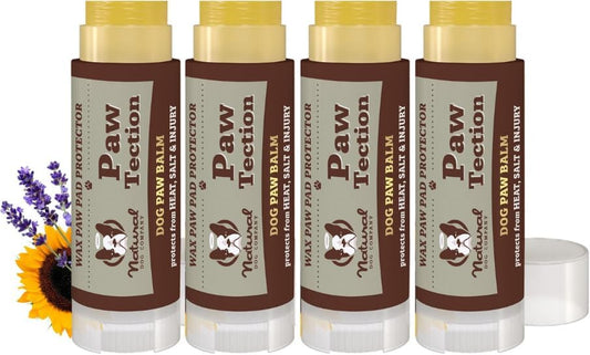 Natural Dog Company PawTection Dog Paw Balm, 4 Pack, Protects Paws from Hot Surfaces, Sand, Salt, & Snow, Organic, All Natural Ingredients (0.15 oz Travel Stick) X 4 by NaturalDogCompany
