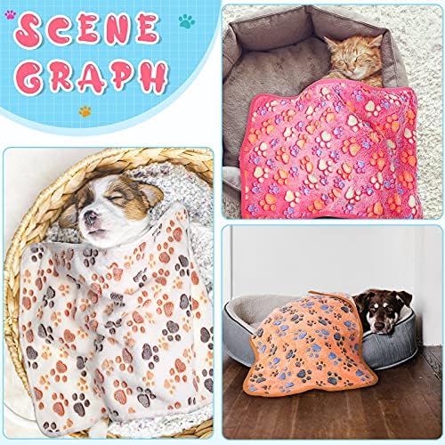 Tatuo 4 Pcs Fleece Dog Blankets for Puppy Cat, Cream, 24 x 16 in, Paw - Image 5