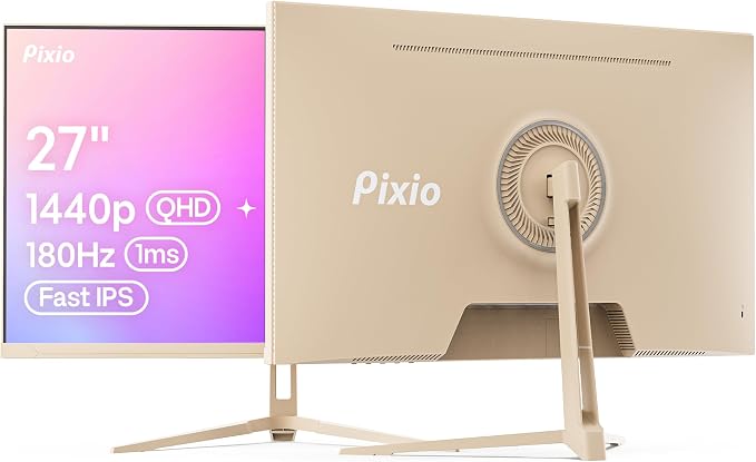 Pixio PX248 Wave Beige 24 inch 200Hz Refresh Rate FHD 1080p Resolution Fast IPS Panel 1ms GTG Response Time Built-in Speakers Gaming Monitor with Adaptive Sync by Pixio