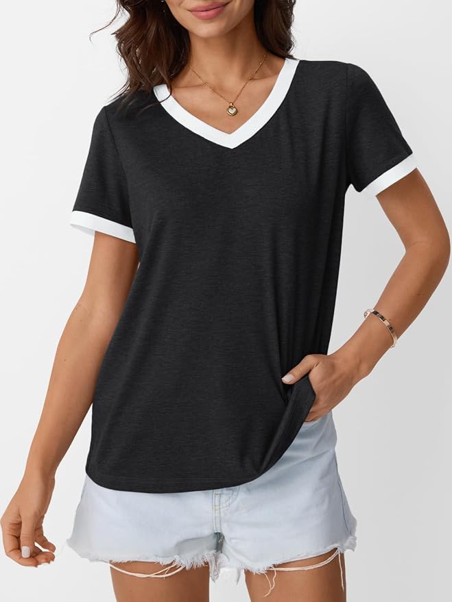 AUTOMET Womens Short Sleeve T-Shirts Summer Tops Casual Soft Tunic V Neck Basic Workout Clothes Spring Fashion Outfits 2026 - Image 2