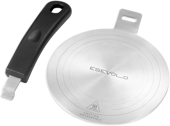 Induction Adapter Plate Detachable, 5.5 Inch Stainless Steel Heat Diffuser Plate for Moka Pot 12 Cup, Heat Diffuser Cooking Induction Adapter for Gas Stove and Glass by Unknown