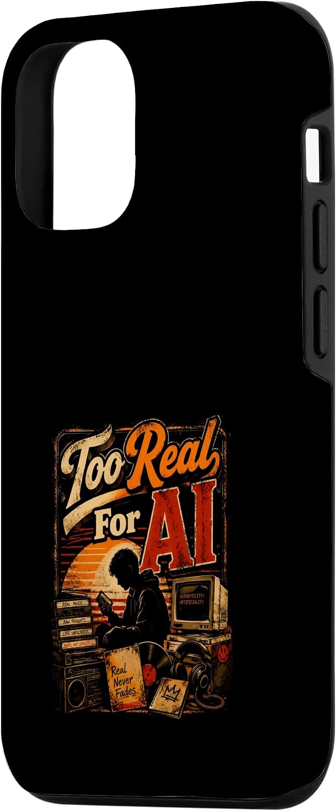 Too Real for AI - Authentic Music Lovers Case for iPhone 12/12 Pro - Image 2