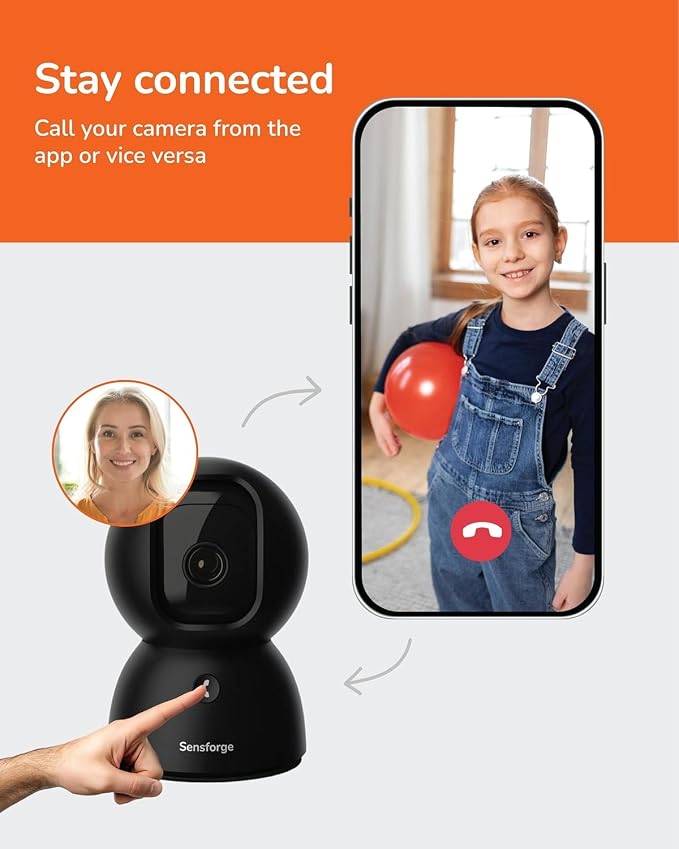 SensForge 2.5K Pan-Tilt Security Camera, 360° Dual-Band Wi-Fi Home Camera, Free AI Human & Pet Detection, 2-Day Cloud + 64GB SD Card Included, Two-Way Talk, No Subscription Required (2-Pack, Black) - Image 9