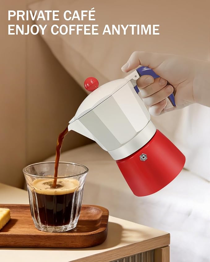 Coffee Maker Stovetop Espresso Maker 3 Cup Aluminum Moka Pot Percolator 5oz 150ml Easy Brewing for Electric Ceramic Stoves Home Camping Italian Cuban Café Classic Sip Sized - Image 7