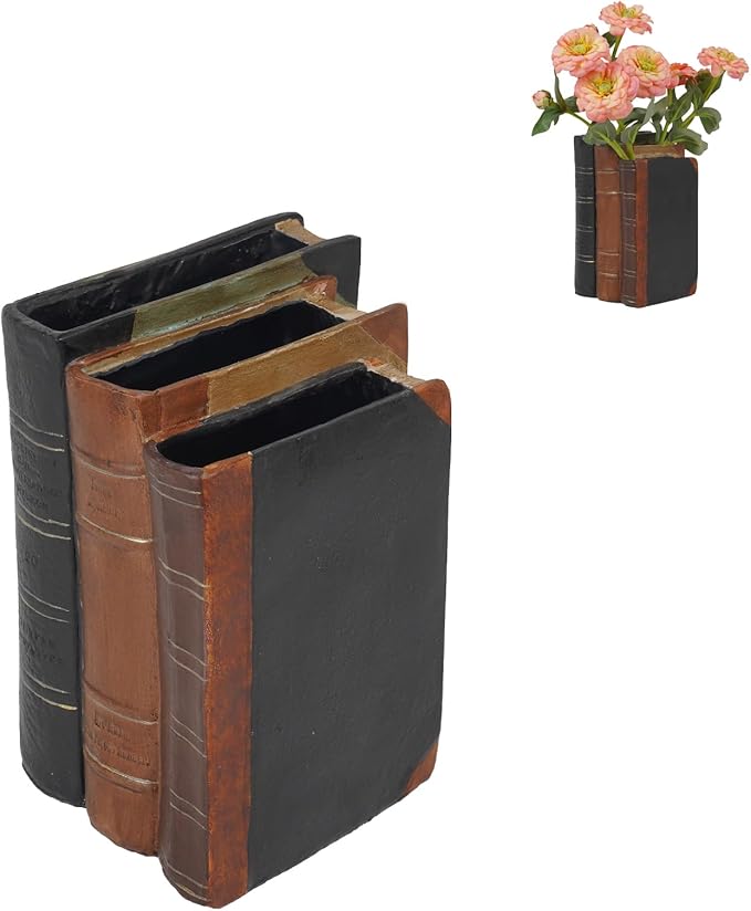 Guichifun Book Shaped Vase for Flowers - Resin Decorative Vase Classical Fake Books for Bookshelf Bedroom Office Home Décor Gifts for Book Lovers 5.5 * 4.5 * 7.5 Inch by Guichifun
