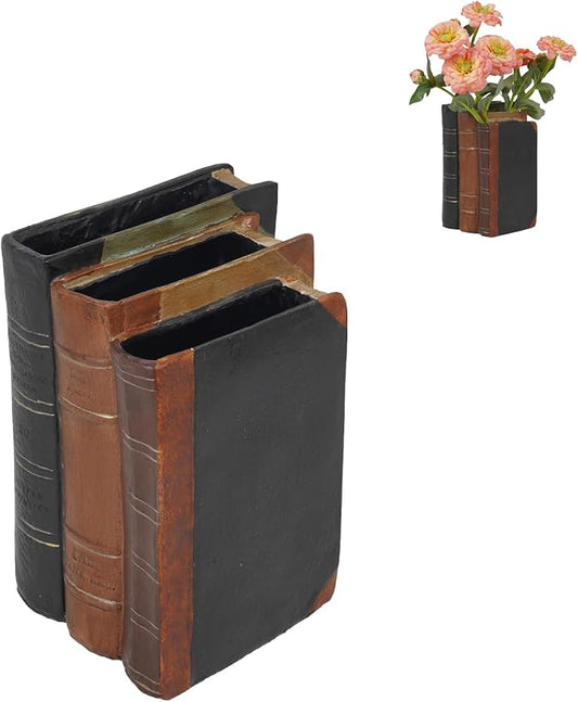 Guichifun Book Shaped Vase for Flowers - Resin Decorative Vase Classical Fake Books for Bookshelf Bedroom Office Home Décor Gifts for Book Lovers 5.5 * 4.5 * 7.5 Inch by Guichifun
