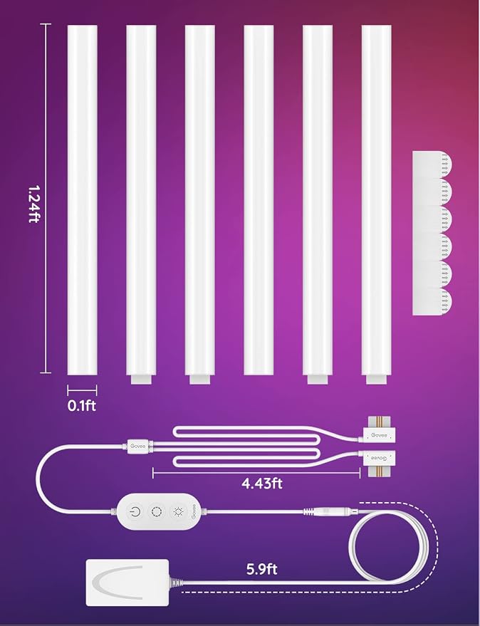 Govee Glide Wall Lights, Smart Gaming Light Bar, Works with SmartThings | RGBIC LED Wall Lamp for Bedroom, DIY, 6 Count Light Bar for Gaming Room(2 Panels Set and 3 Sections/Panel) - Image 7
