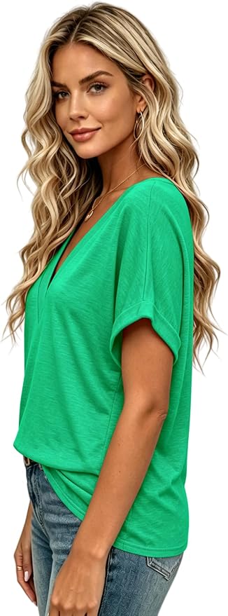 T Shirts Short Sleeve V Neck Tees Womens Tops Beach Vacation Fashion Clothes 2026 Casual Summer Spring Fall Outfits - Image 3