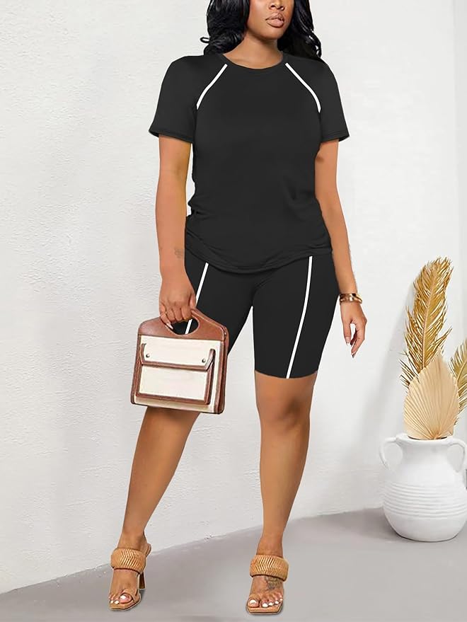 STOLKISS Women 2 piece Short Sets Classic Striped Outfits Summer Casual Short Sleeve T-Shirt and Short Jogger Tracksuits Sets - Image 5