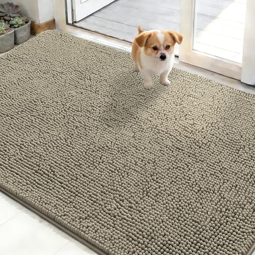 OLANLY Dog Door Mat for Muddy Paws 50x30, Super Absorbent Chenille Mud Mat by OLANLY
