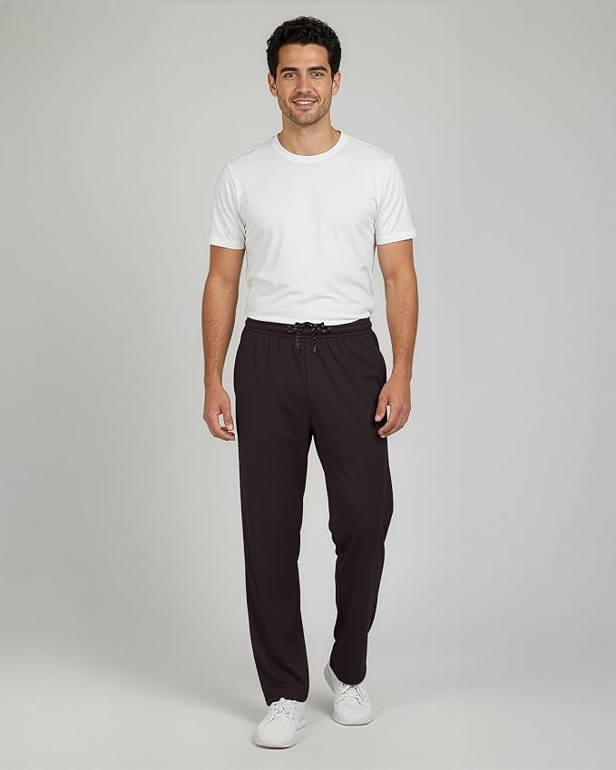 3 Pack Men's Mesh Open Bottom Sweatpants Active Athletic Workout Gym Pocket | Available in Big & Tall, Uncuffed, Elastic Waistband, Drawstring, Straight Leg, Running, Jogging, Exercise, Training, Sports - Image 3