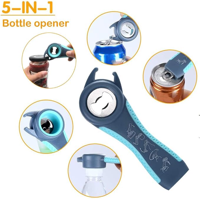 Jar Opener for Weak Hands, 5 in 1 Bottle Opener for Seniors with arthritis | Multifunctional Adjustable Lid Opener with Non-Slip Rubber Gripper Pad – Effortlessly Opens Jars, Bottles & Pop-Top Cans - Image 6