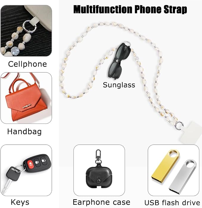 Phone Crossbody Strap, 2in1 Wrist Charm&Shoulder Lanyard,3Ways Usage free to Assembly and Disassembly Phone Strap with Tether Patches for Most Phones Bag Purse (L) - Image 5