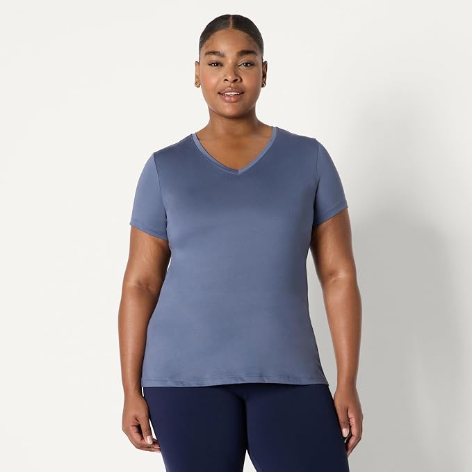 Amazon Essentials Women's Active Quick Dry Tech Stretch Short-Sleeve V-Neck T-Shirt (Available in Plus Size), Pack of 2 - Image 6