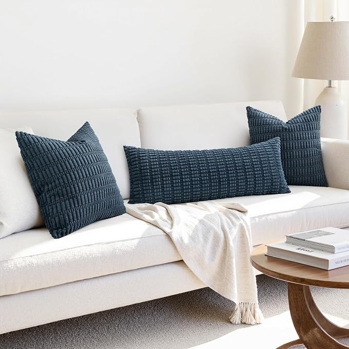 MIULEE Pack of 1 Blue Long Body Lumbar Decorative Throw Pillow Cover 14x36 Inch for Bed Couch Sofa Living Room Soft Boho Pillow Cover Modern Farmhouse Home Decor - Image 4