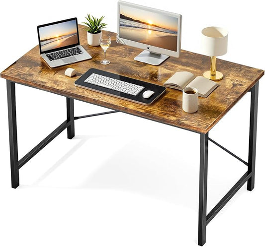 Sweetcrispy 44-Inch Small Computer Desk for Bedroom, Brown | Gaming Writing Work and Study Desk for Home Office, Sturdy Metal Frame and Compact Modern Design with X-Shaped by Sweetcrispy