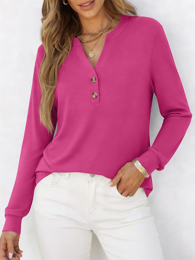 ANRABESS Women's Long Sleeve Shirts 2026 Spring Fashion Dressy Casual Tops Trendy Henley Blouses Cute Work Outfits Clothes - Image 2